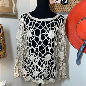 Cache Swirl Knit Gold Top Sz. XL